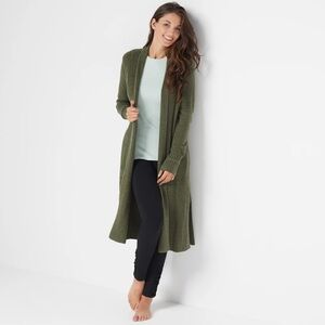 NWT Barefoot Dreams CozyChic Lite Catalina Long Cardigan - Green